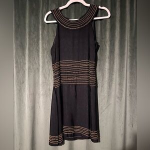 CHANEL Black Dress with Gold chain Detailing